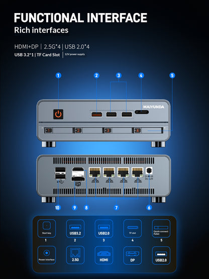 Maiyunda M1 Mini Pro Mini NAS (Intel N100/N305, All-Flash, 4×2.5G Ports)