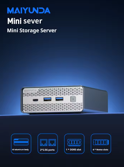 Maiyunda M1S Mini NAS (Intel N100/N150, All-Flash, 2.5G Multi-Port)